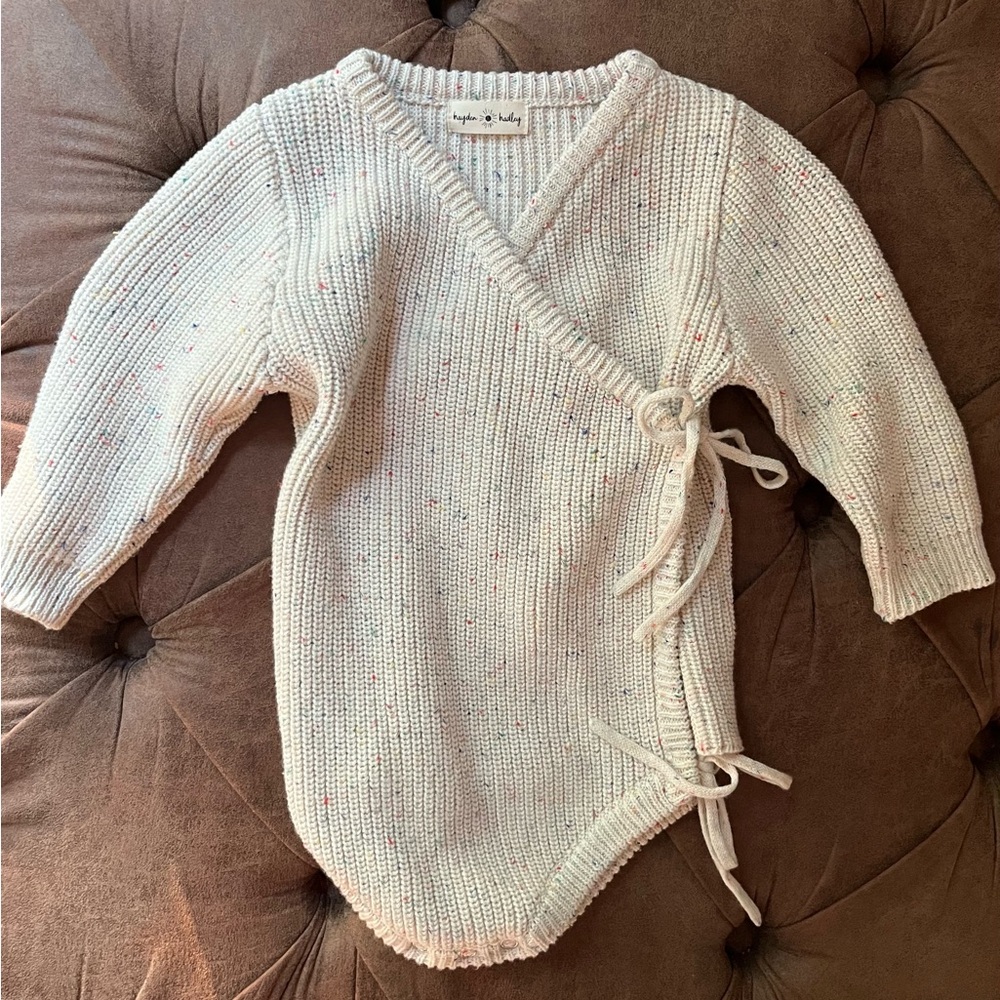 Speckled Cream Knit Baby Sweater